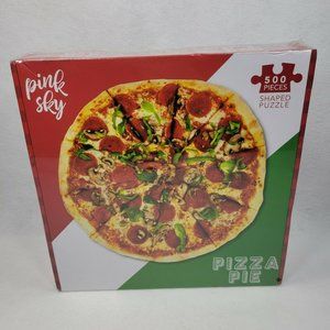 Pizza Pie Shaped NEW SEALED 500pc Jigsaw Puzzle 20' Diameter Pink Sky 2020